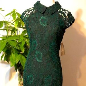 Eva Mendez black & green lace dress